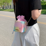 realaiot  Simple Stylish Box Drawstring Design Bag, Trendy Crossbody Bag, Women's Chain Bag