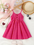 Toddler Girls Button Front Casual Cami Dress For Party Beach Vacation Kids Summer Clothes