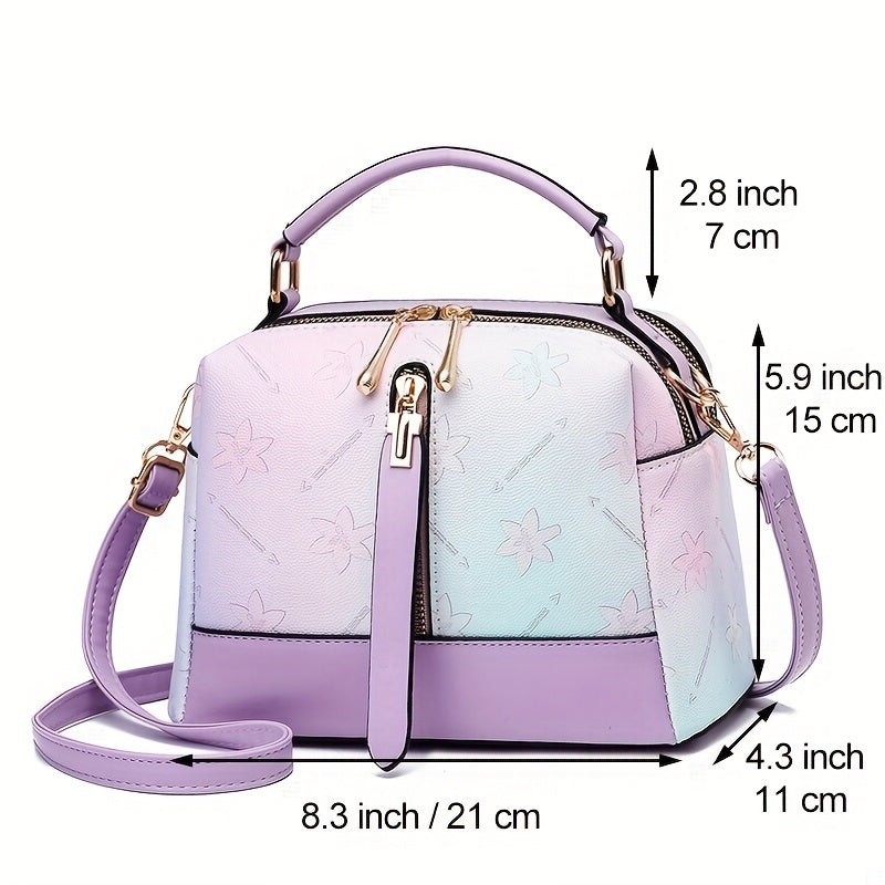 Gradient Color Handbag For Women, Fashion Rainbow Crossbody Bag, Top Handle Purse For Every Day