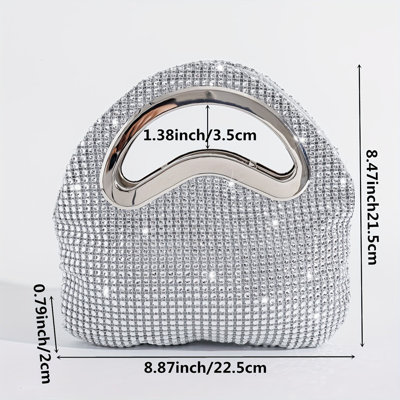 realaiot All Over Rhinestone Decor Handbag, Glitter Luxury Sliver Satchel Dinner Bag, Women's Dress Evening Bag