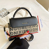 realaiot  Trendy Letter Square Crossbody Bag, PU Leather Flap Shoulder Bag, Perfect Sling Bag For Daily Use