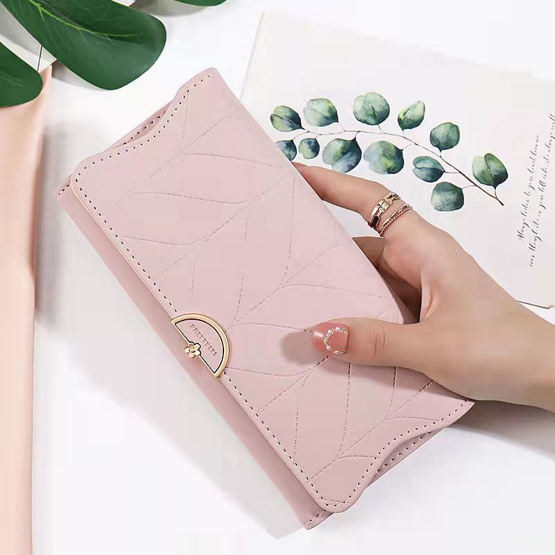 realaiot Simple Solid Color Long Wallet, Casual All-Match Card Coin Purse, Portable Clutch Bag