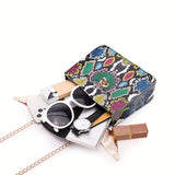realaiot  Mini Snake Pattern Crossbody Bag With Silk Scarf, Fashion Handbag, Women's Crossbody Bag, 22.0*16.99cm