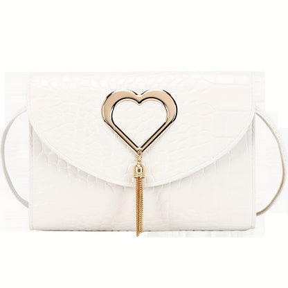 Women Shoulder Bag, Crossbody Bag, Trendy Bag, Heart Decor Small Square Bag