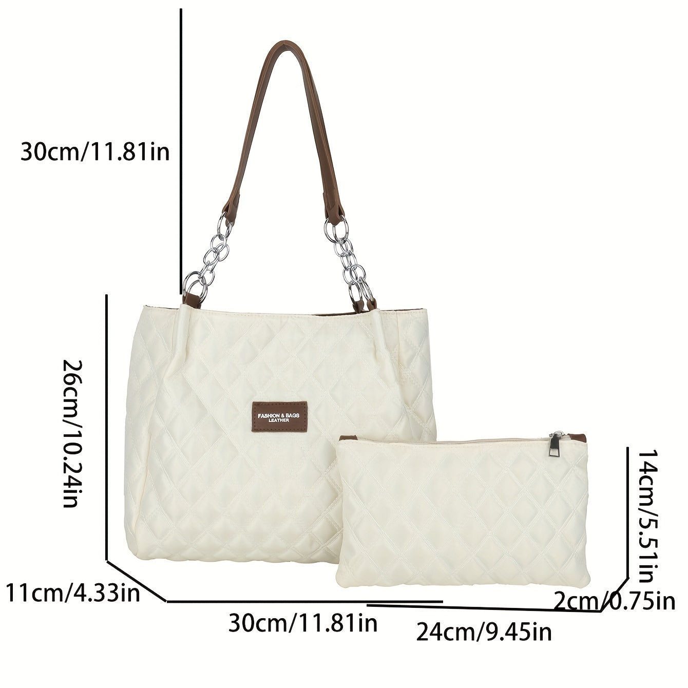 realaiot Fashion Quilted Tote Bag, Large Capacity Shoulder Bag, Women's Trendy Handbag & Purse