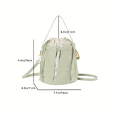 realaiotFashion Drawstring Bucket Bag, PU Leather Stitching Handbag, Women's Mini Crossbody Bag & Purse