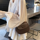 realaiot  Mini Saddle Bag For Women, Stylish Chian Crossbody Bag, Solid Color Shoulder Purse