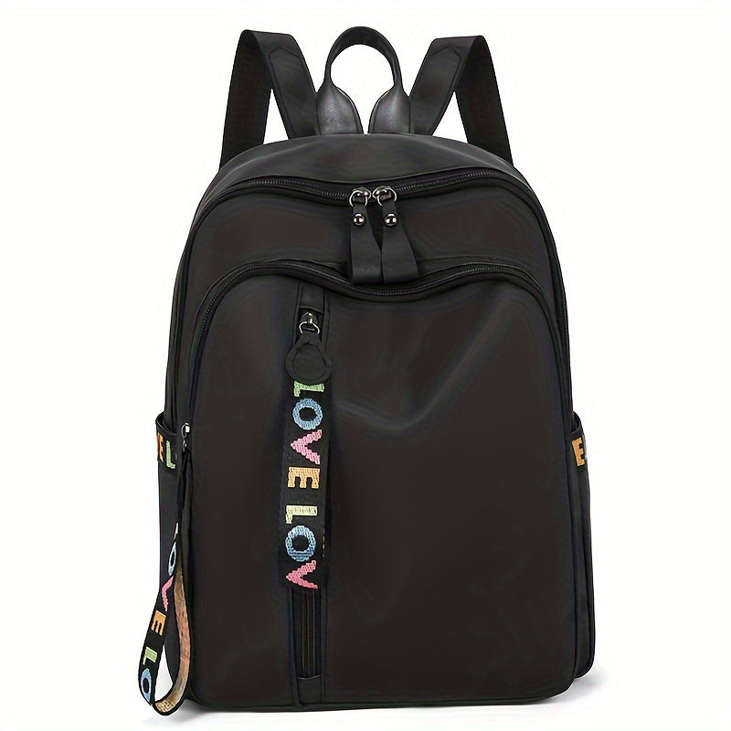 Fashion Oxford Cloth Backpack, Colorful Ribbon Decor Schoolbag, Versatile Travel Laptop Daypack