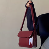 realaiot  Minimalist Vintage Square Shoulder Bag, All-Match Flap Handbag With Adjustable Strap