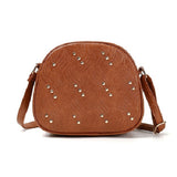 Rivets Decor Crossbody Bag, Classic Solid Color Shoulder Bag, Casual Messenger Bag For Women