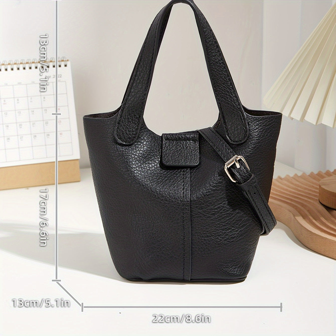 realaiot  2pcs/set Fashion Bucket Bag, Simple Vegan Crossbody Bag, Women's Casual Handbag, Shoulder Bag & Purse