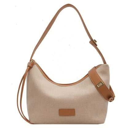 realaiot  Casual Minimalist Shoulder Bag, Classic Colorblock Hobo Bag, Women''s Canvas Handbag