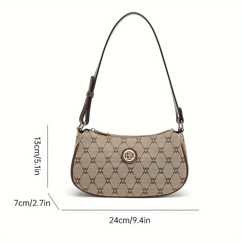 realaiot  Retro Print Underarm Bag, Classic Style Shoulder Bag, Women's Trendy Handbag & Purse