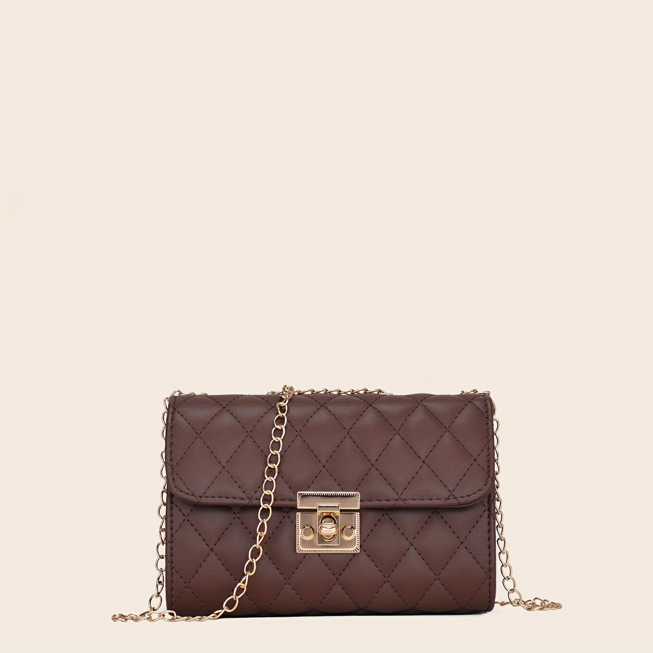 Quilted Crossbody Bag, Fashionable Chain Clutch Bag, Shoulder Bag, Square Bag, Satchel Bag