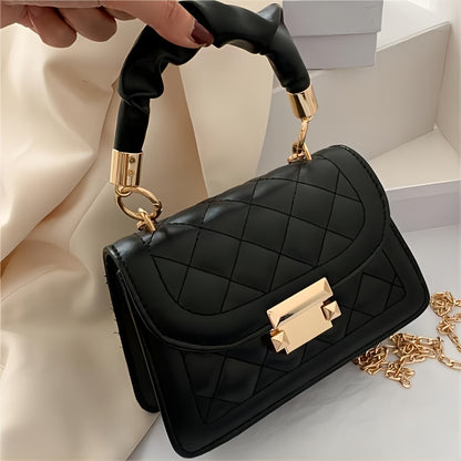 realaiot  Fashion Quilted Crossbody Bag, Classic Flap Shoulder Bag, Women's Elegant Handbag & Purse