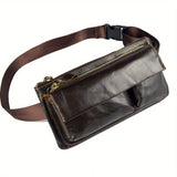 1pc Vintage Leather Waist Bag Fanny Bag For Men Women,  Bum Bag Belt Bag Slim Cell Phone Bag Coin Purse Wallet, Vintage Retro Crossbody Bag Sling Bag