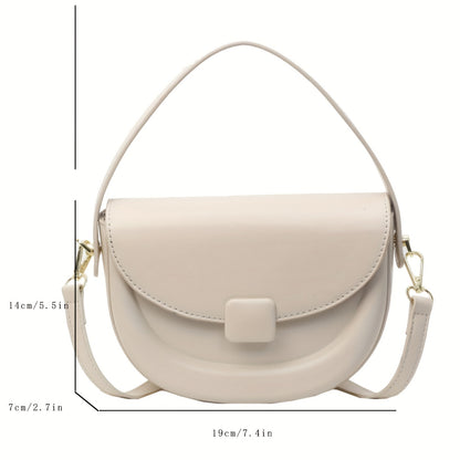 realaiot  Minimalist Saddle Bag For Women, Trendy Solid Color Handbag, Niche Design Mini Crossbody Bag Shoulder Purse