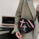 Y2K Heart Shaped Crossbody Bag, Punk Style Studded Decor Purse, Trendy Sweet Cool Shoulder Bag For Girls Women