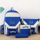realaiot  4PCS Kawaii Cute Backpack Set, Preppy Back To School Daypack, Casual Travel Knapsack, Tote Bag, Crossbody Bag & Pencil Bag