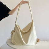 Casual Canvas Hobo Shoulder Bag, Large Capacity Shoulder Bag, With A Side Pocket Handbag
