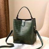 realaiot  Retro Crocodile Pattern Handbag, PU Leather Casual Shoulder Bag, Practical Fashion Commuter Bag