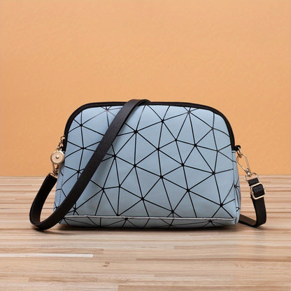 realaiot  Trendy Geometric Pattern Shoulder Bag, Stylish & Lightweight Zipper Crossbody Bag, Portable Storage Bag For Outdoor