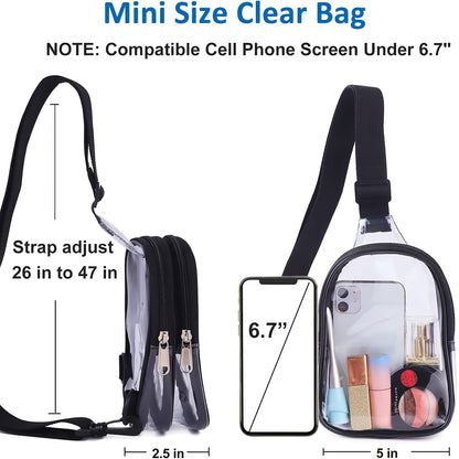 Mini Clear Sling Bag, Casual Zipper Crossbody Chest Purse For Sports & Outdoor