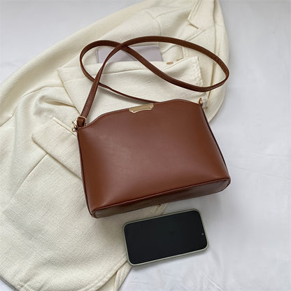 realaiot  Vintage Vegan Crossbody Bag, Retro Simple Shoulder Bag, Women's Casual Handbag & Purse