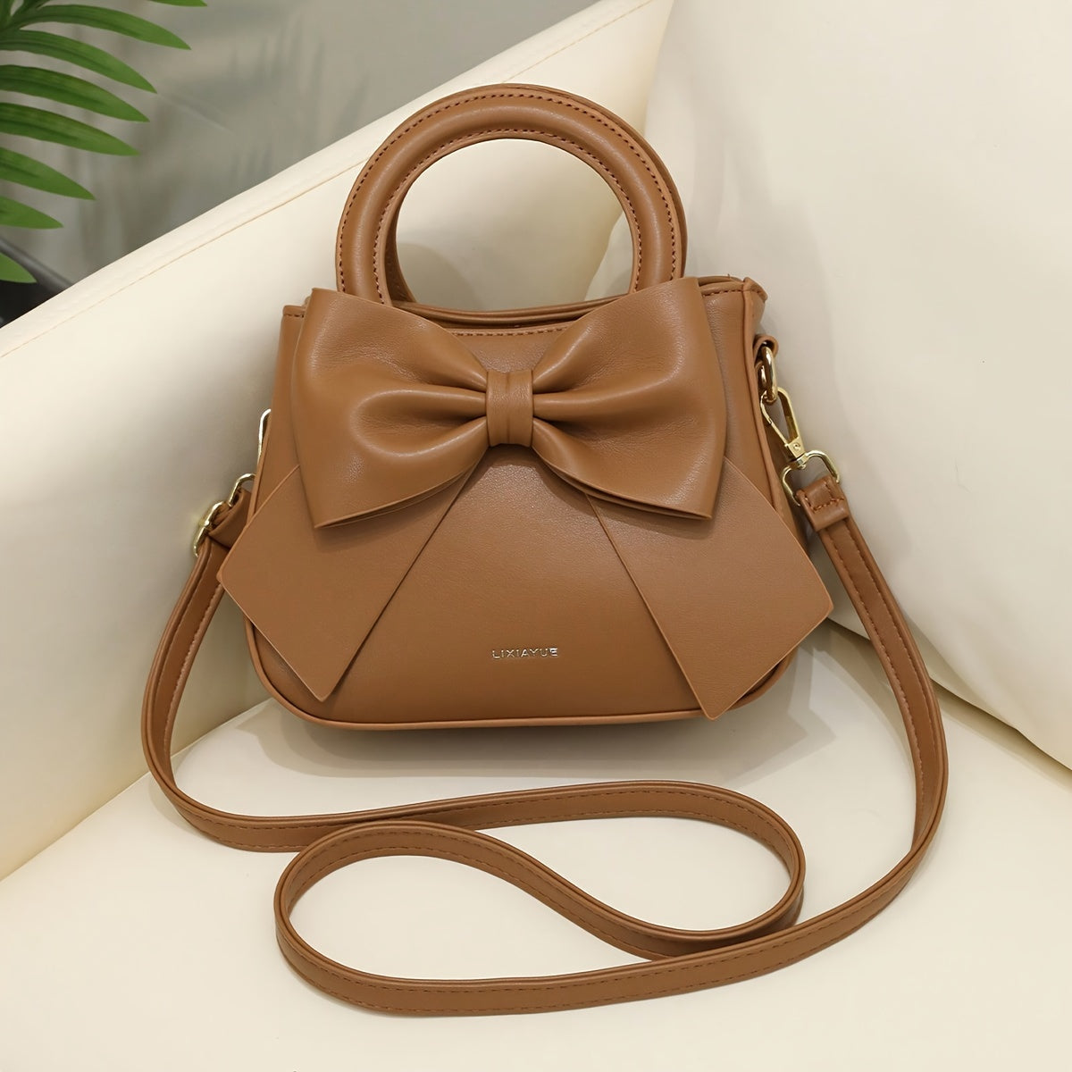 Cute Bow Decor Crossbody Bag, Sweet Top Handle Shoulder Bag, Women's Fashion Handbag & Purse