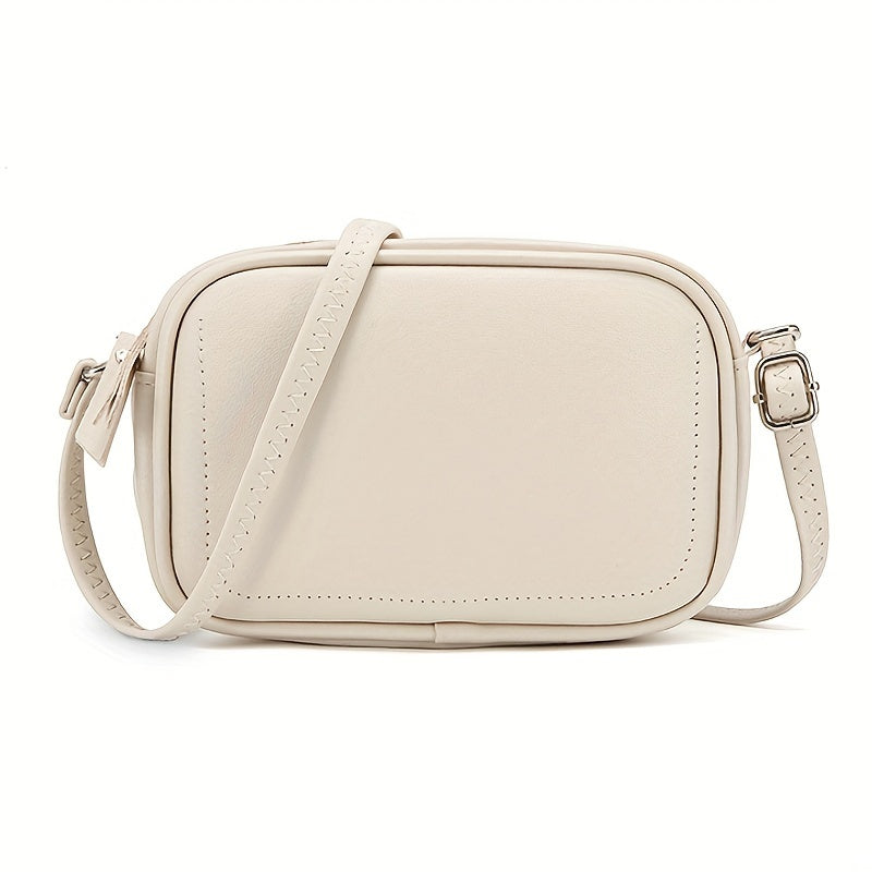 realaiot Minimalist Crossbody Bag, Mini Solid Color Square Purse, Trendy PU Leather Shoulder Bag