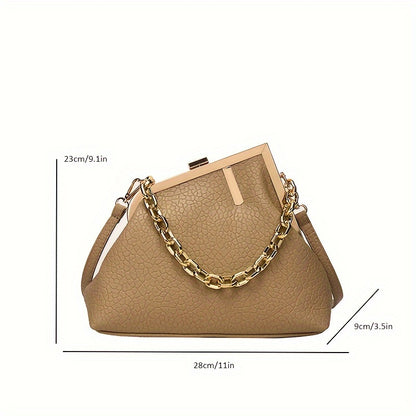 realaiot Niche Shaped Shoulder Bag, Classic Solid Color Handbag, Novelty Women's Clip Bag