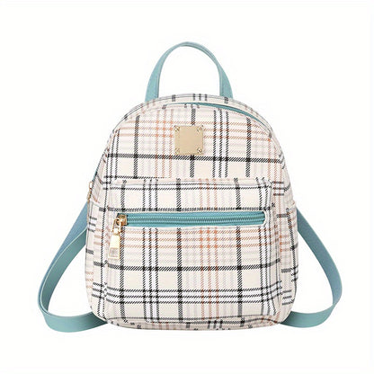 realaiot  1pc New Plaid Stylish Backpack, Multi Functional Casual Plaid Backpack, Trendy Sweet Cross Body Bag, Cute Shoulder Bag, Mobile Phone Bag, Camera Bag, Lipstick Bag (18*6*19.5) Cm