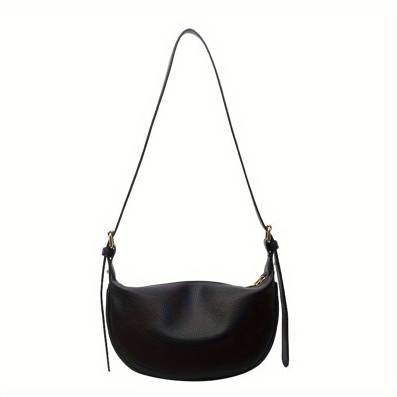 Retro Crescent Crossbody Bag, Soft Vegan Leather Dumpling Bag, Trendy Shoulder Bag For Women