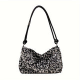 realaiot  Fashion Sequin Shoulder Bag, Trendy Glitter Underarm Bag, Women's Stylish Handbag & Purse