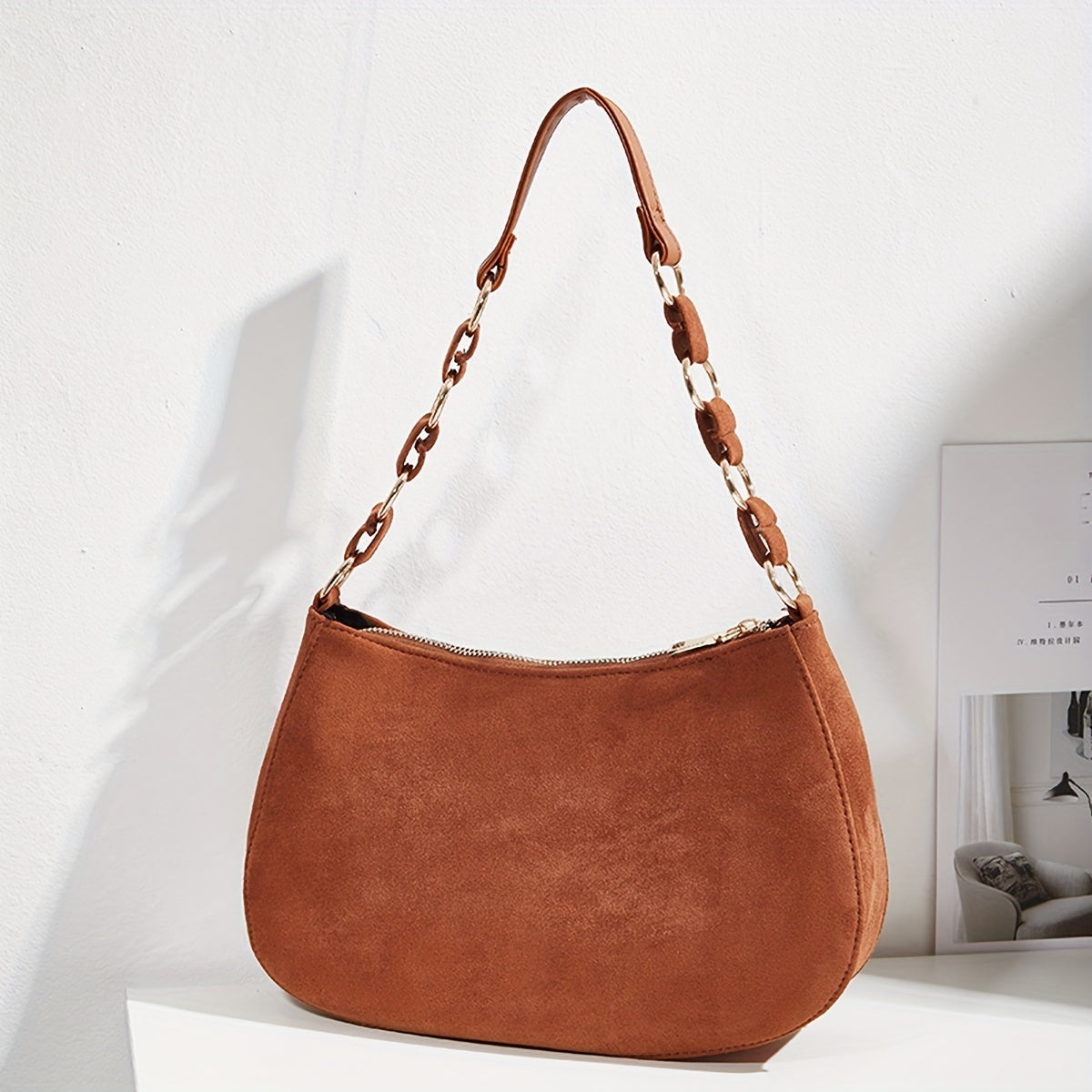 realaiot  Vintage Crescent Shoulder Bag, Retro Underarm Hobo Bag, Women's Casual Handbag & Purse