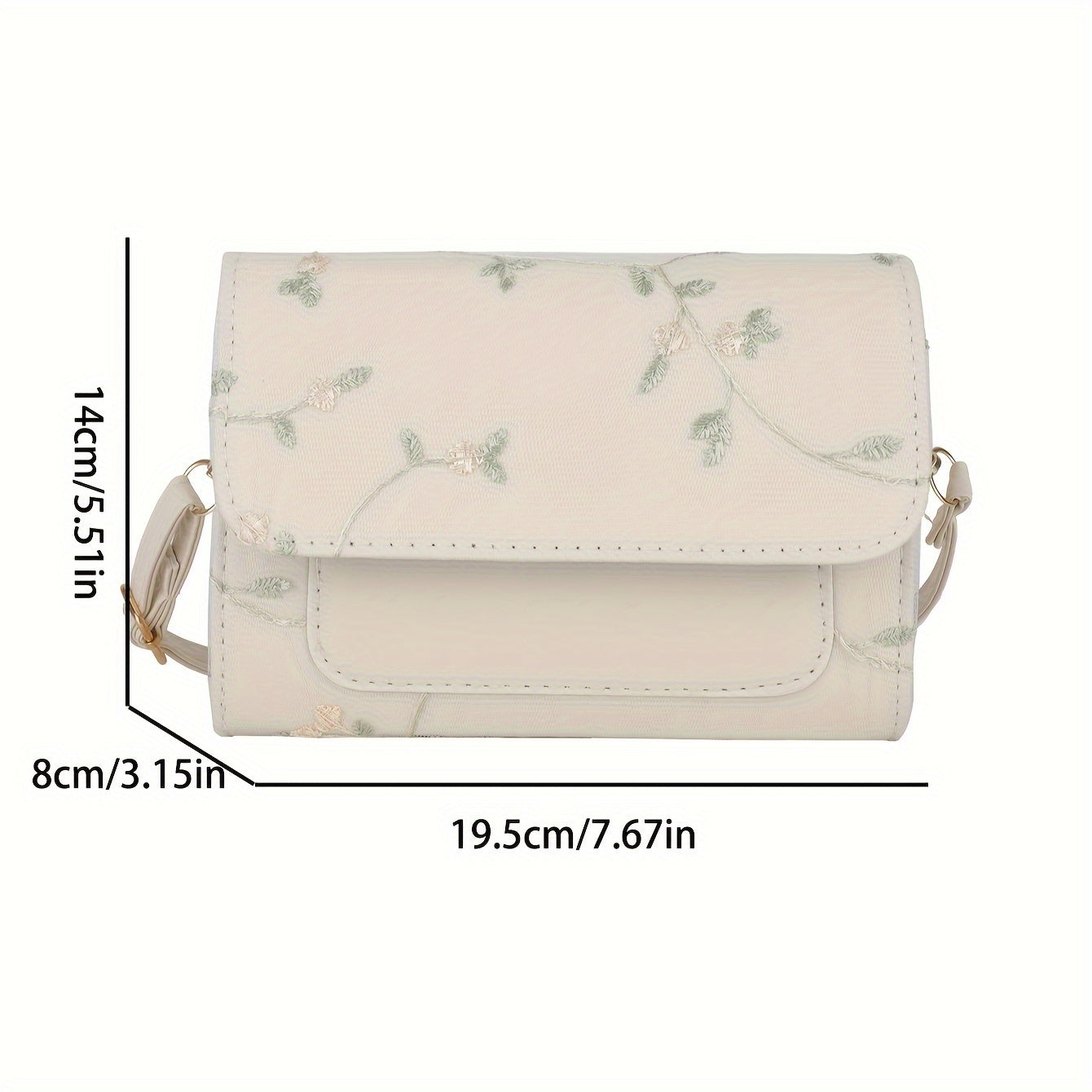 realaiot Floral Embroidery Crossbody Bag, Aesthetic Mini Shoulder Bag, Fashion Square Purse For Women