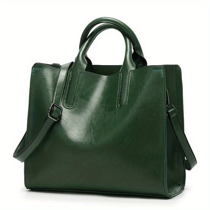 Elegant Tote Bag, Women's Trendy Faux Leather Zipper Bag Casual Shoulder Bag