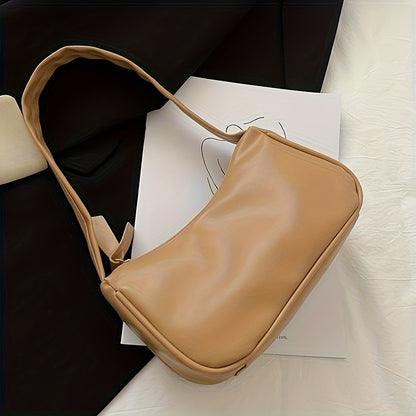 realaiot  Stylish PU Leather Shoulder Bag, Simple Solid Color Underarm Bag, Perfect Armpit Bag For Daily Use