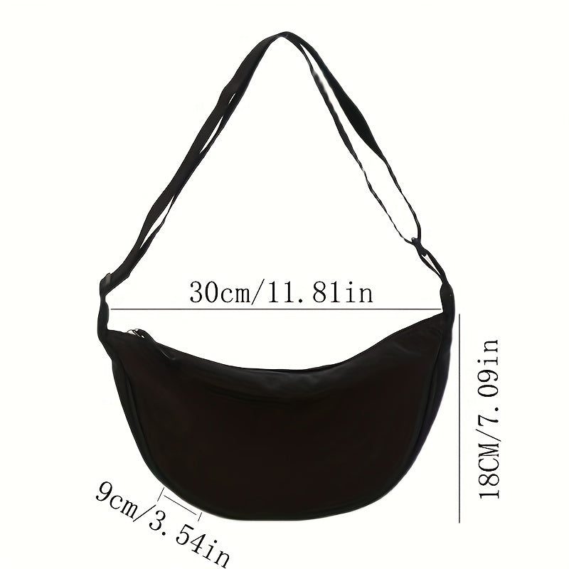 realaiot  Solid Color Chest Bag, Large Capacity Travel Crossbody Bag, Casual Nylon Dumpling Bag