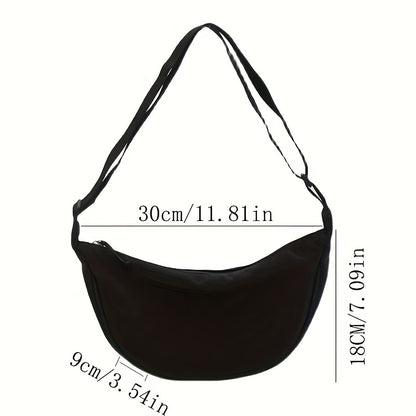 realaiot  Solid Color Chest Bag, Large Capacity Travel Crossbody Bag, Casual Nylon Dumpling Bag