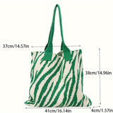 realaiot  Stylish Zebra Pattern Shoulder Bag, All-Match Knitted Handbag, Women's Casual Daily Use Bag