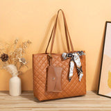 realaiot  Trendy Minimalist Tote Bag, Large Capacity Shoulder Bag With Clutch Purse & Scarf Decor