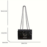 realaiot  Trendy Chain Crossbody Bag, Classic Mini Shoulder Bag, Women's Argyle Quilted Handbag & Square Purse