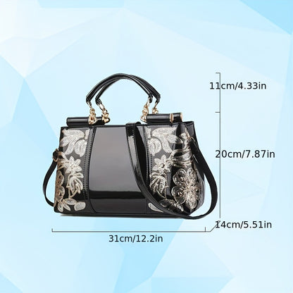 Sequin Decor Handbag, Elegant PU Leather Crossbody Bag, Women's Top Handle Purse