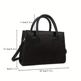 realaiot  Minimalist Black Small Square Abg, All-Match Top Handle Purse, Classic Shoulder Bag For Work