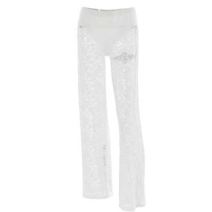 REALAIOT 2025 style cross-border summer hot-selling new products, sexy versatile lace perspective high-waisted splicing long straight pants