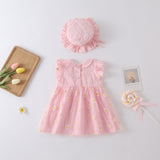 Girls' Dress 2024 Spring/Summer New Little Daisy Baby Girls' Bow Skirt Children's Princess Dress