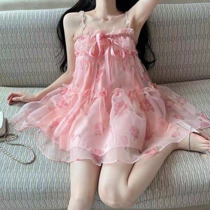 2025 New Birthday Dress Small Dress Summer Strap Floral High Waist Dress Hot Trade Factory Direct Sales