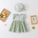 Girls' Dress 2024 Spring/Summer New Little Daisy Baby Girls' Bow Skirt Children's Princess Dress