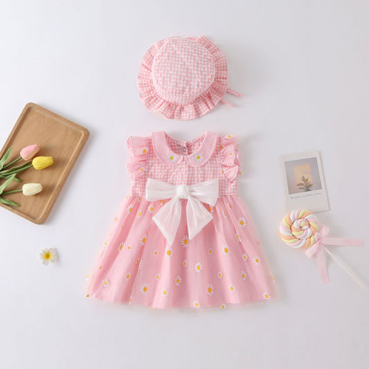 Girls' Dress 2025 Spring/Summer New Little Daisy Baby Girls' Bow Skirt Children's Princess Dress